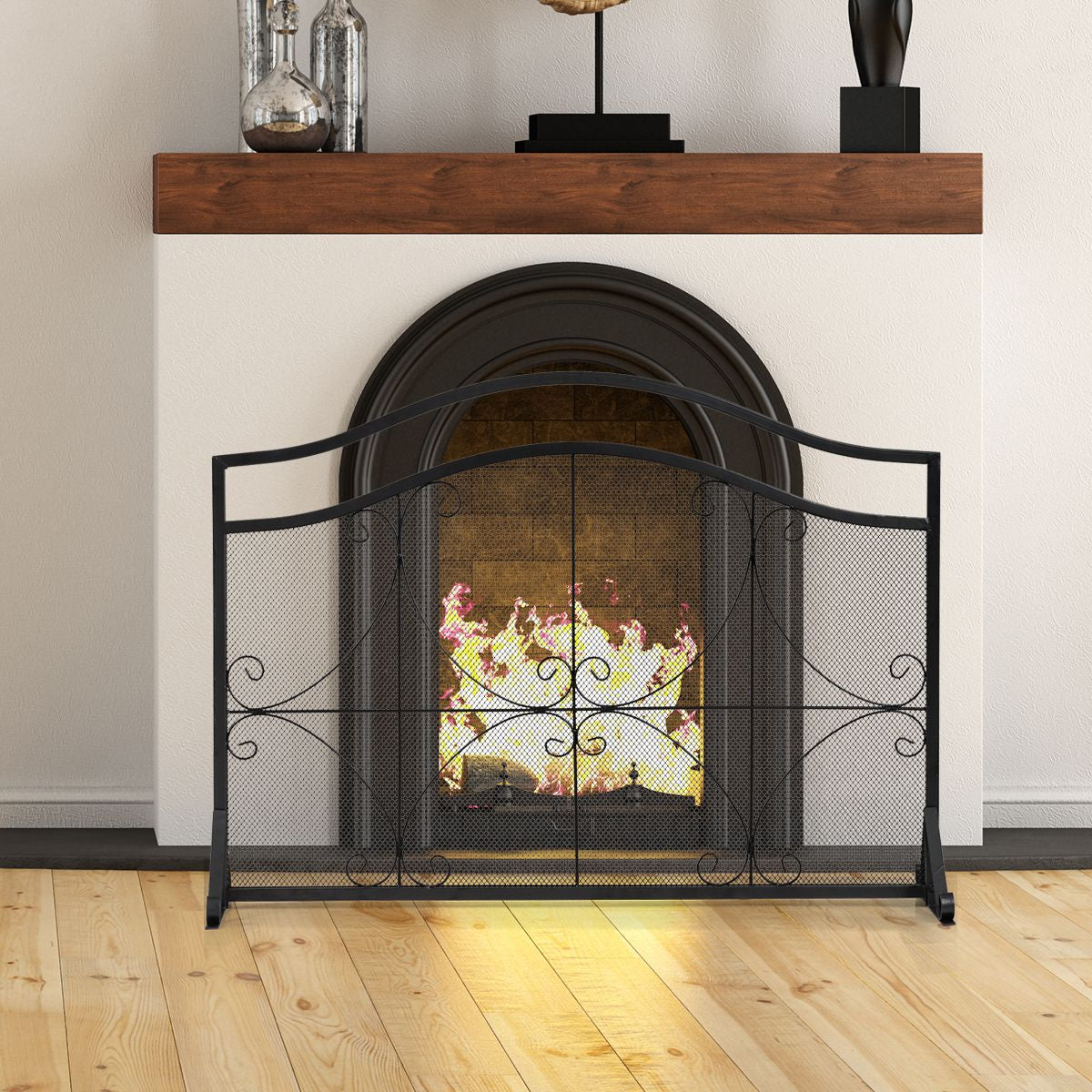 Pare-Feu Pour Cheminée/Poêle 1 Grand Volets Long 112 Cm Haut 83,5 Cm En Métal