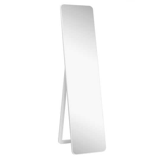 Miroir Autoportant Rectangulaire Pleine Longueur Cadre En Bois Massif 160 X 37Cm Blanc