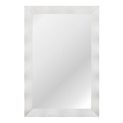 Miroir Mural 106X71,5Cm Miroir En Bois De Caoutchouc Style Rustique Avec Cadre En Bois Massif Miroir Rectangulaire De Vanité Blanc/Noir