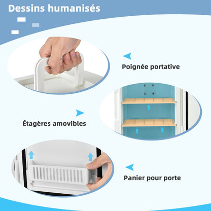 Mini Réfrigérateur De Maquillage Portable 10L Miroir LED Etagères Amovibles 12V DC/220V AC Refroidisseur Thermoélectrique