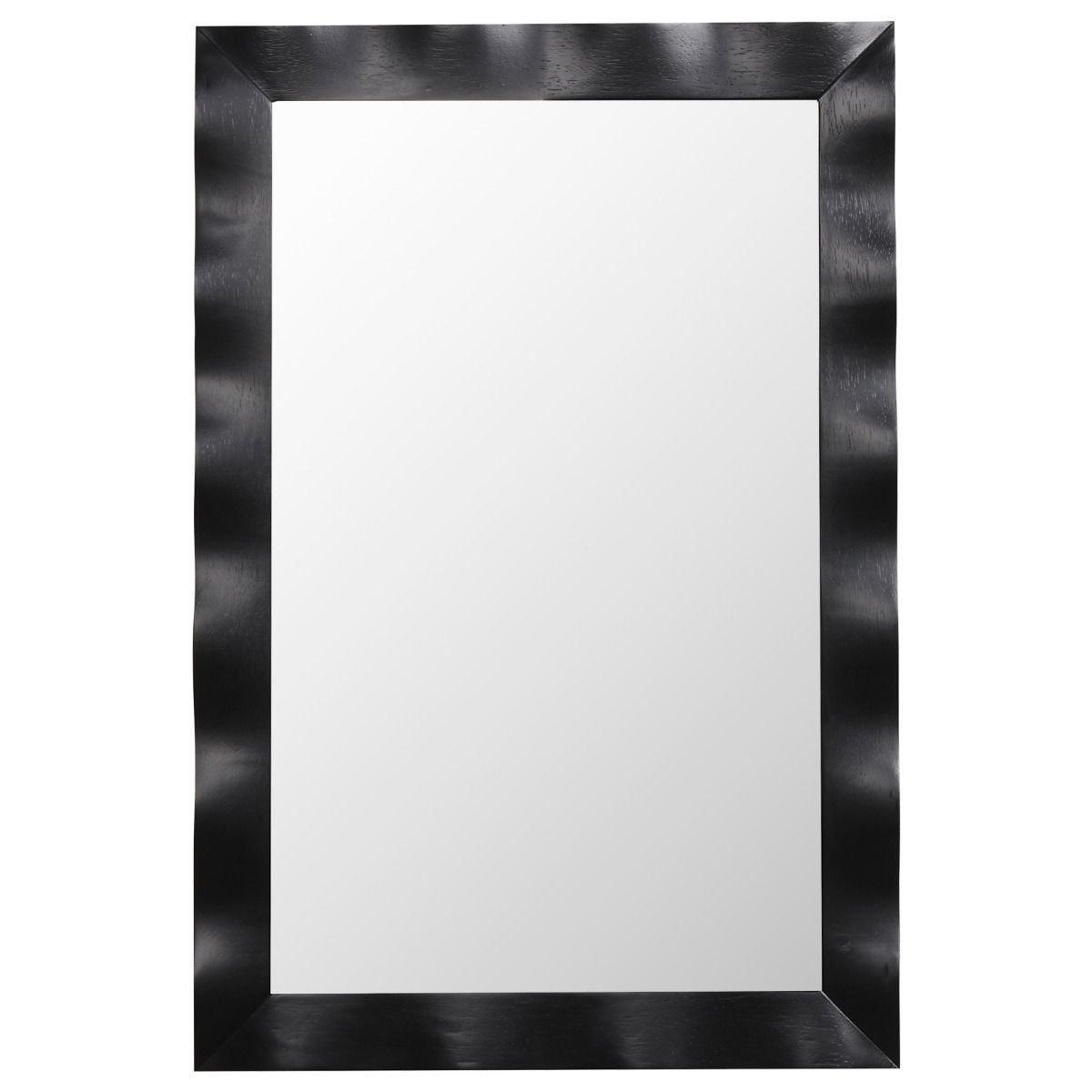 Miroir Mural 106X71,5Cm Miroir En Bois De Caoutchouc Style Rustique Avec Cadre En Bois Massif Miroir Rectangulaire De Vanité Blanc/Noir