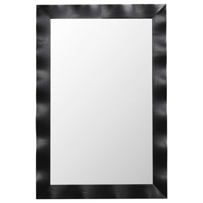 Miroir Mural 106X71,5Cm Miroir En Bois De Caoutchouc Style Rustique Avec Cadre En Bois Massif Miroir Rectangulaire De Vanité Blanc/Noir