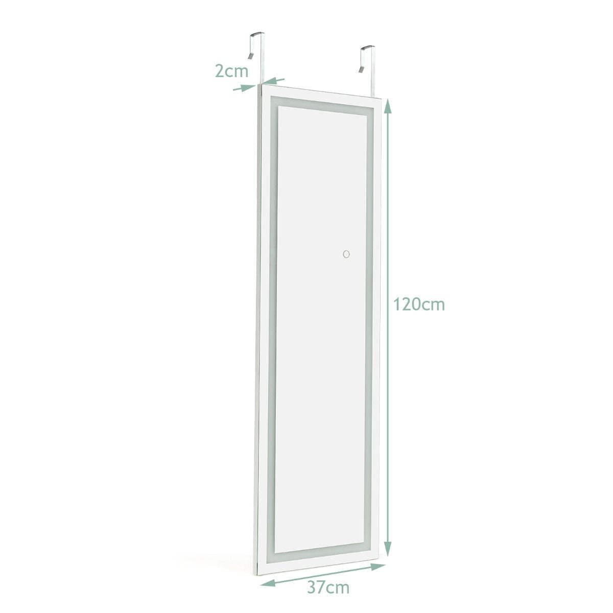 Miroir Mural LED Miroir Pleine Longueur Lumineux À 3 Couleurs Cadre En MDF 120 X 37Cm Blanc
