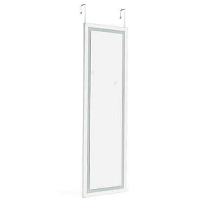 Miroir Mural LED Miroir Pleine Longueur Lumineux À 3 Couleurs Cadre En MDF 120 X 37Cm Blanc